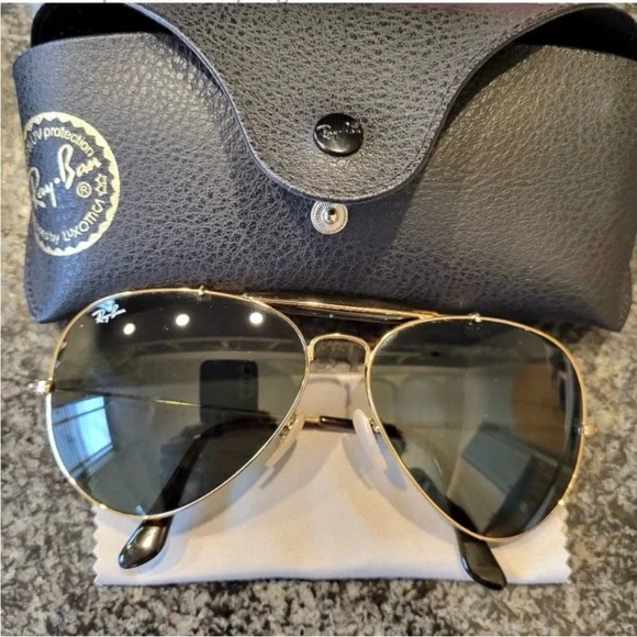 Ray-Ban NWOT Havana outdoorsman collection Gold Aviator Sunglasses unisex - Picture 3 of 6